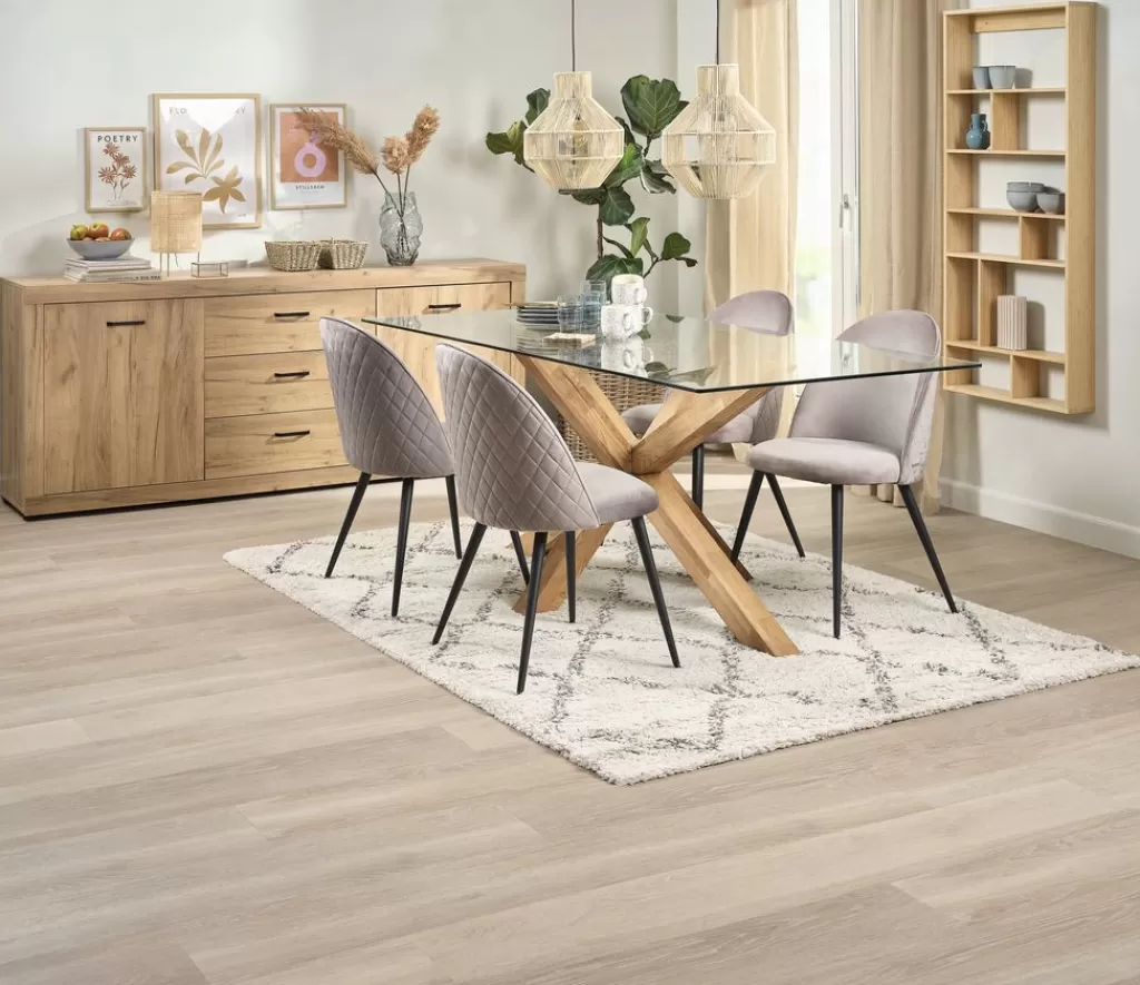 Store AGERBY + KOKKEDAL AGERBY D190 stół dąb + 4 KOKKEDAL krzesło aksamit szary