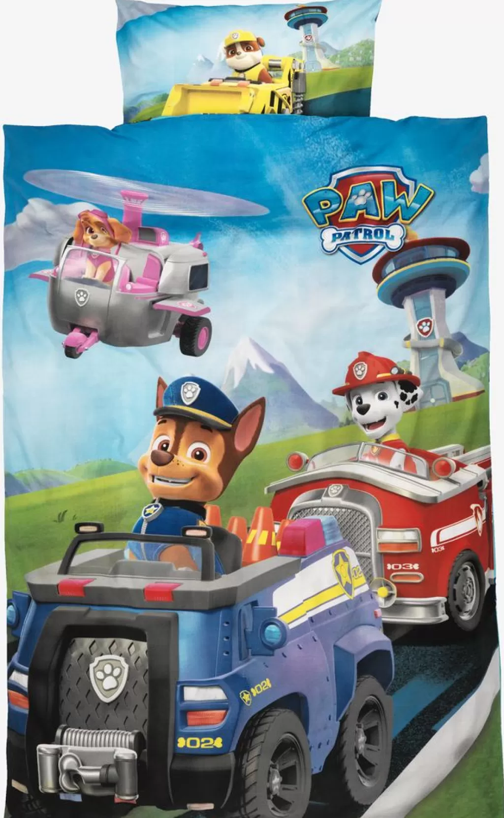 Clearance PAW PATROL Komplet pościeli PSI PATROL 140x200 niebieski,zielony,czerwony,żółty