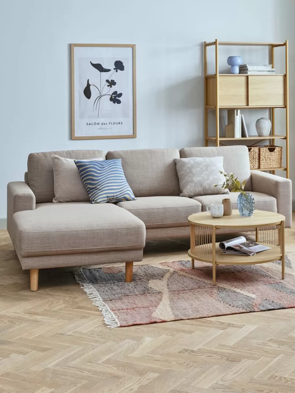 Fashion EGENSE Sofa szezlong tkanina /kolor dębu piaskowy