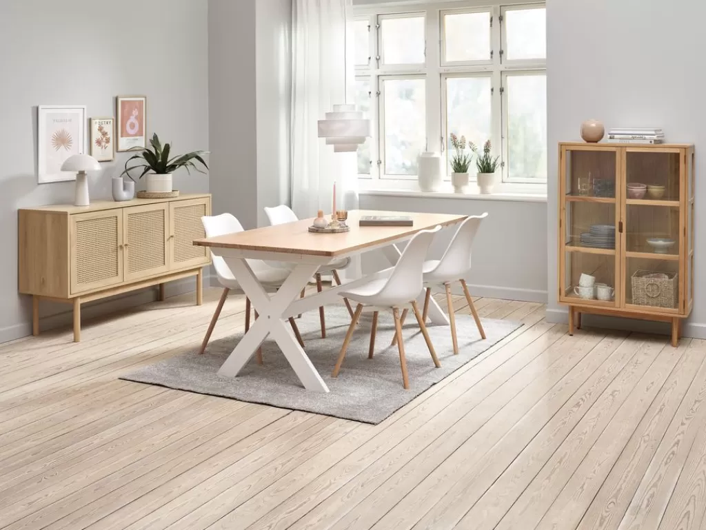 Sale VISLINGE + KASTRUP VISLINGE D190 stół natural + 4 KASTRUP krzesła biały